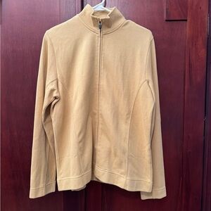 Cutter&Buck Womens Sweater Jacket Mustard Full Zip High Neck 100% Pima Cotton M